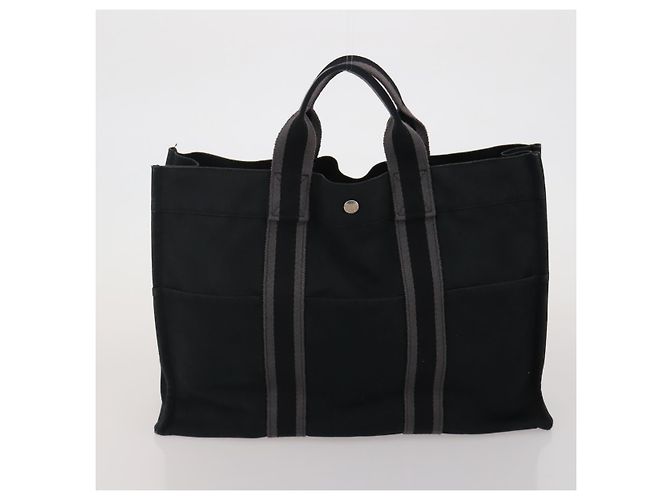 Hermès Borsa HERMES Fourre Tout in cotone Set di 3 Nero Rosso Auth 192553 - vista 9
