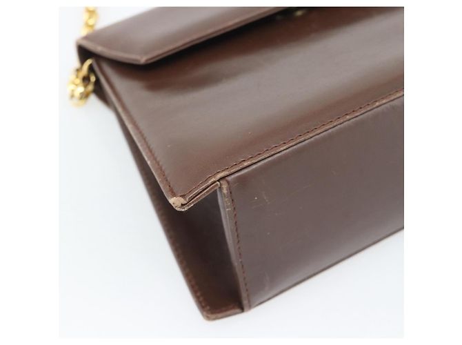 Borsa a spalla con catena Salvatore Ferragamo in pelle marrone scuro oro Auth 195566 - vista 14