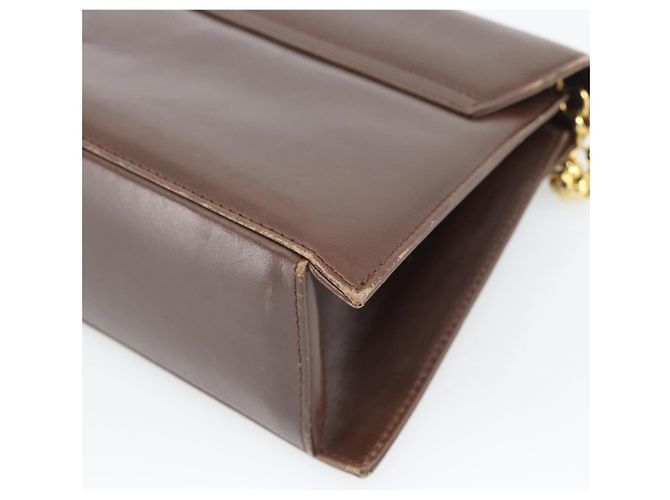 Borsa a spalla con catena Salvatore Ferragamo in pelle marrone scuro oro Auth 195566 - vista 15