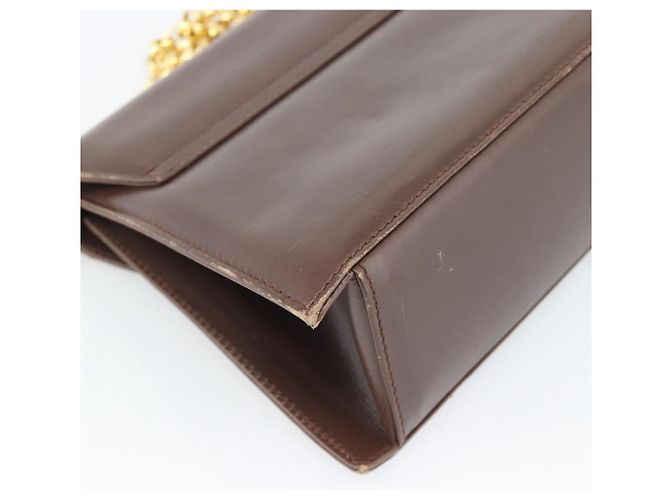 Borsa a spalla con catena Salvatore Ferragamo in pelle marrone scuro oro Auth 195566 - vista 16