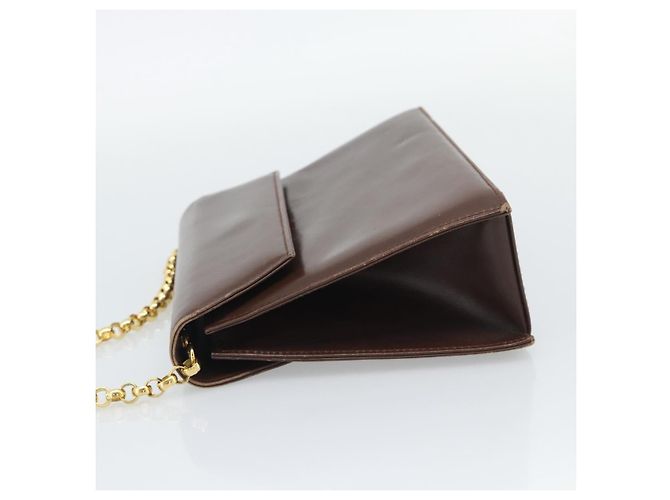 Borsa a spalla con catena Salvatore Ferragamo in pelle marrone scuro oro Auth 195566 - vista 3