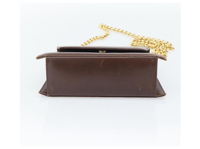 Borsa a spalla con catena Salvatore Ferragamo in pelle marrone scuro oro Auth 195566 - vista 5