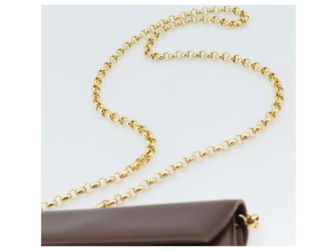 Borsa a spalla con catena Salvatore Ferragamo in pelle marrone scuro oro Auth 195566 - vista 8
