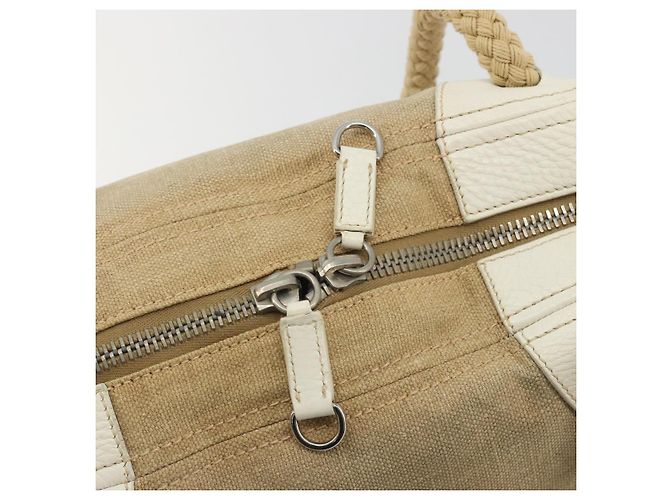Borsa Boston Miu Miu Canvas Beige Silver Auth 194986 Argento - vista 10