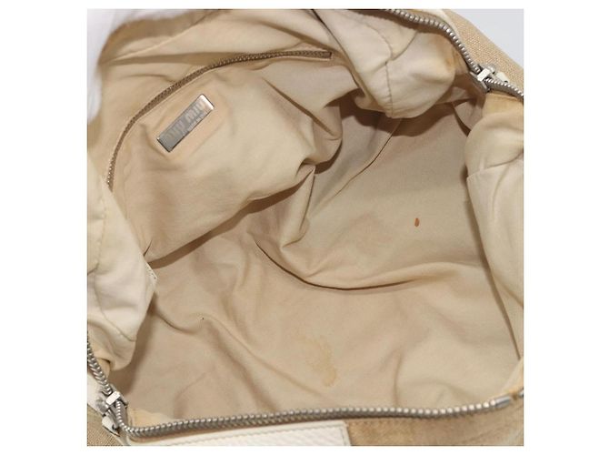 Borsa Boston Miu Miu Canvas Beige Silver Auth 194986 Argento - vista 11