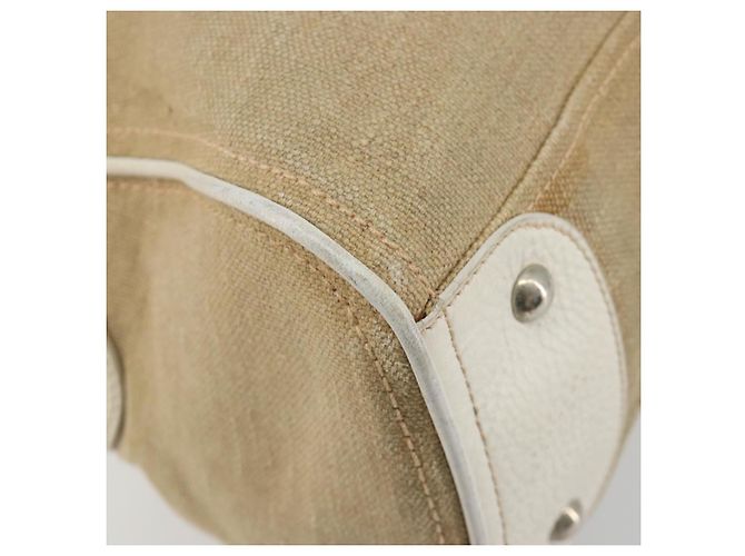 Borsa Boston Miu Miu Canvas Beige Silver Auth 194986 Argento - vista 14