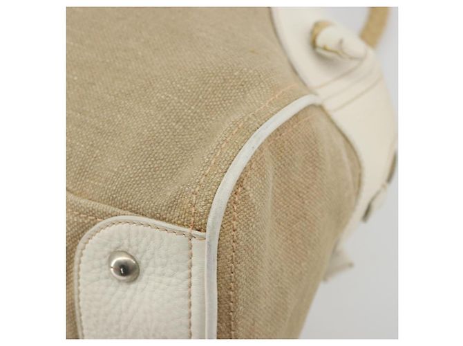 Borsa Boston Miu Miu Canvas Beige Silver Auth 194986 Argento - vista 15