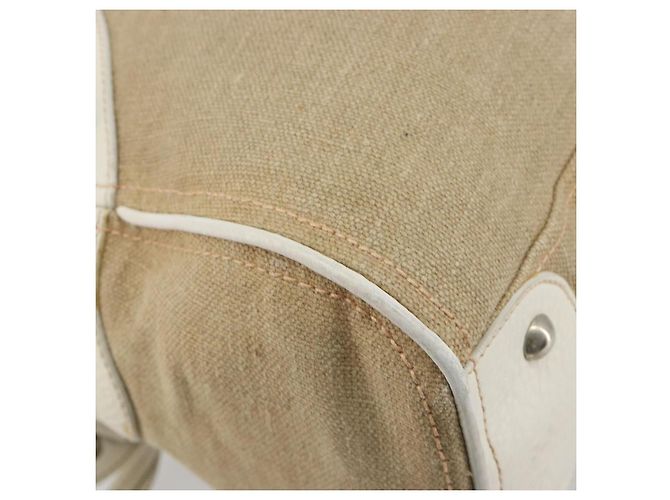 Borsa Boston Miu Miu Canvas Beige Silver Auth 194986 Argento - vista 16