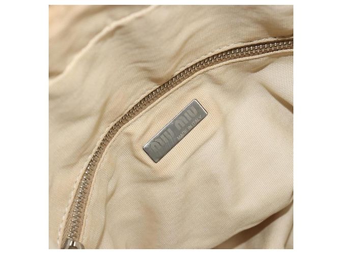 Borsa Boston Miu Miu Canvas Beige Silver Auth 194986 Argento - vista 19