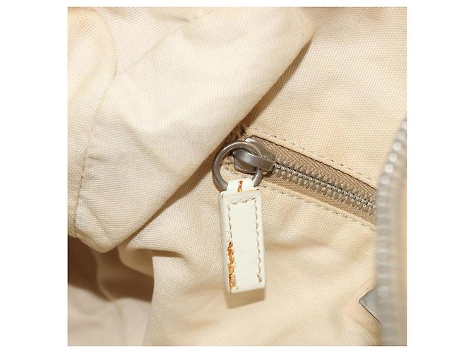 Borsa Boston Miu Miu Canvas Beige Silver Auth 194986 Argento - vista 22