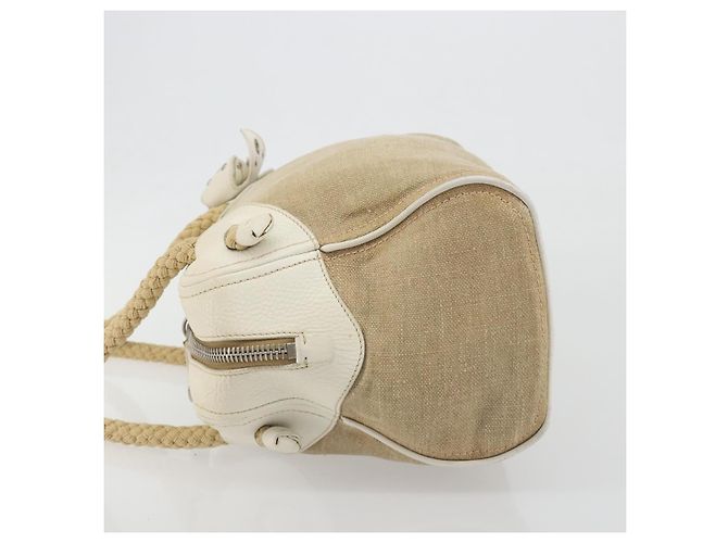 Borsa Boston Miu Miu Canvas Beige Silver Auth 194986 Argento - vista 4