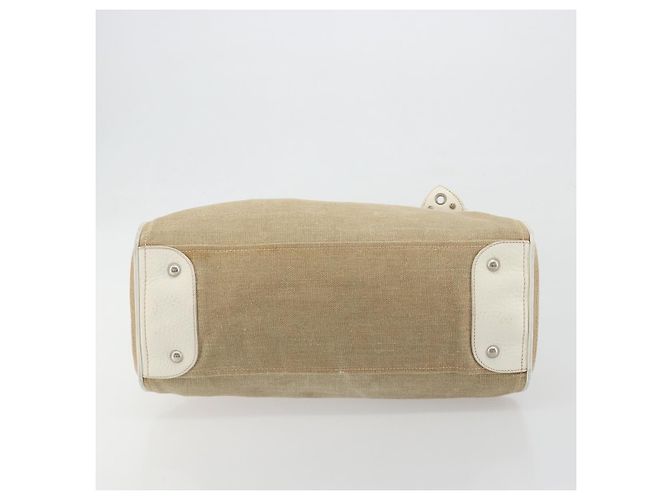 Borsa Boston Miu Miu Canvas Beige Silver Auth 194986 Argento - vista 5