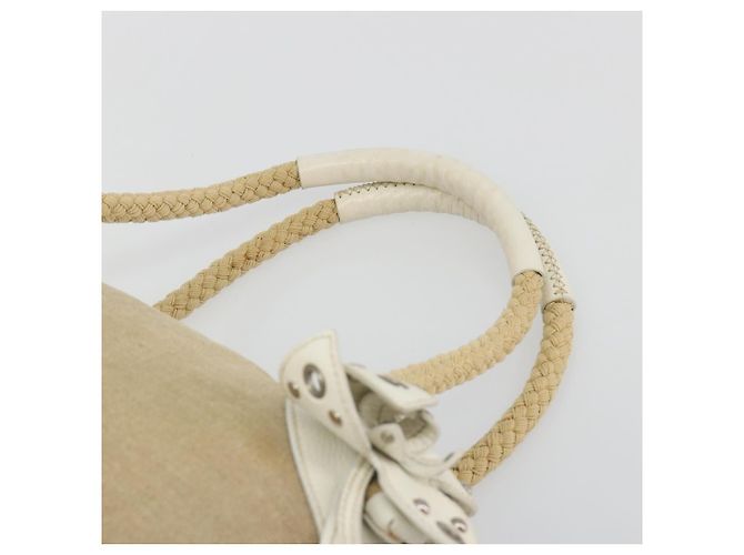 Borsa Boston Miu Miu Canvas Beige Silver Auth 194986 Argento - vista 8