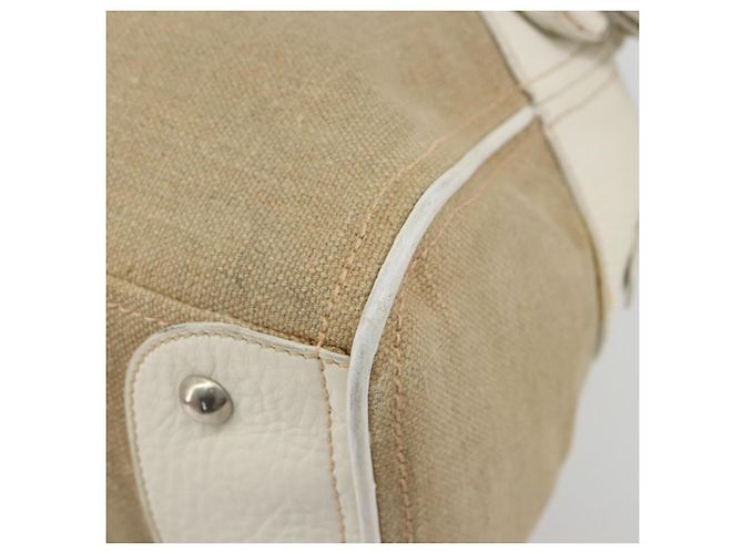 Borsa Boston Miu Miu Canvas Beige Silver Auth 194986 Argento - vista 9