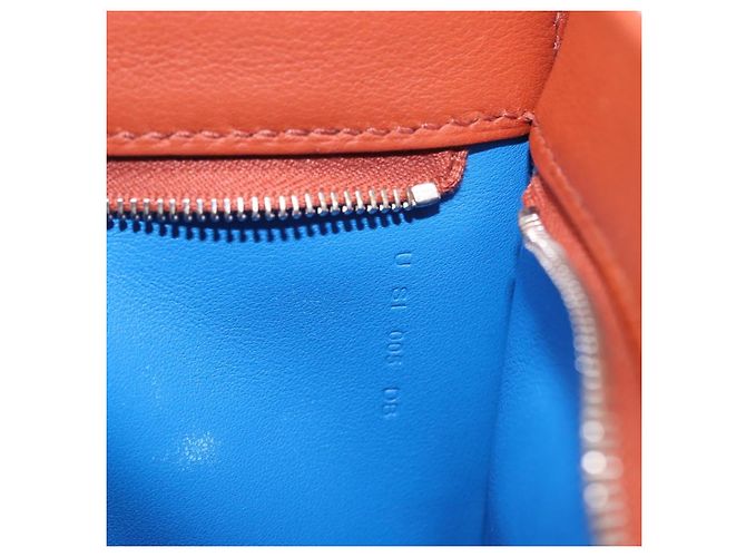 Hermès Borsa a Pochette HERMES Zip Angor in Pelle Blu Argento Auth 196795SM - vista 11