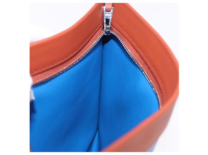 Hermès Borsa a Pochette HERMES Zip Angor in Pelle Blu Argento Auth 196795SM - vista 22