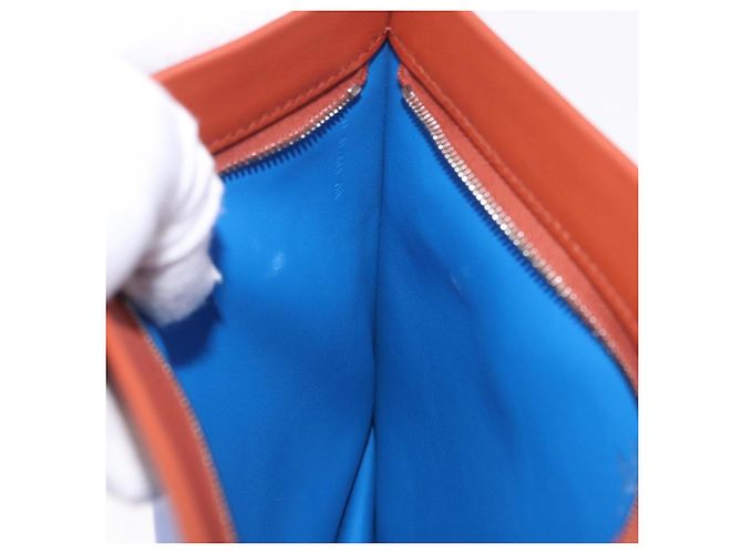 Hermès Borsa a Pochette HERMES Zip Angor in Pelle Blu Argento Auth 196795SM - vista 23