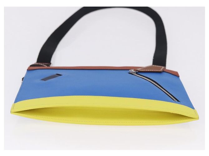 Hermès Borsa a Pochette HERMES Zip Angor in Pelle Blu Argento Auth 196795SM - vista 6