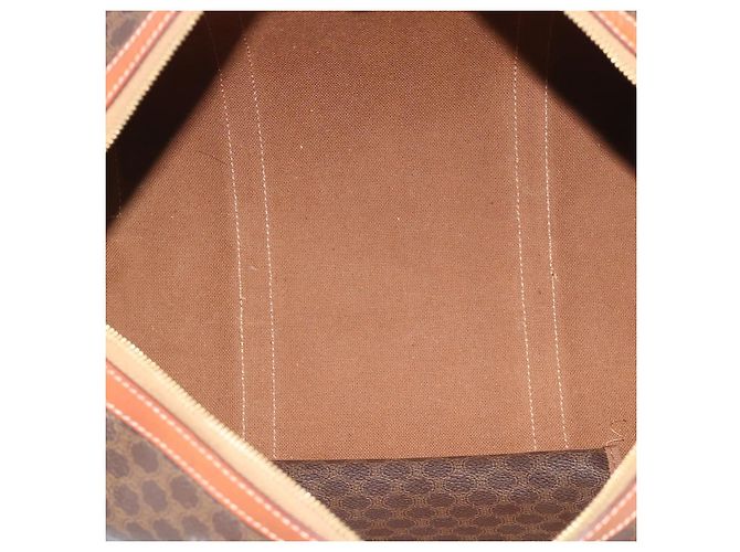 Céline Borsa Boston CELINE Macadam Canvas PVC Pelle Marrone Oro Auth 194340A D'oro - vista 11