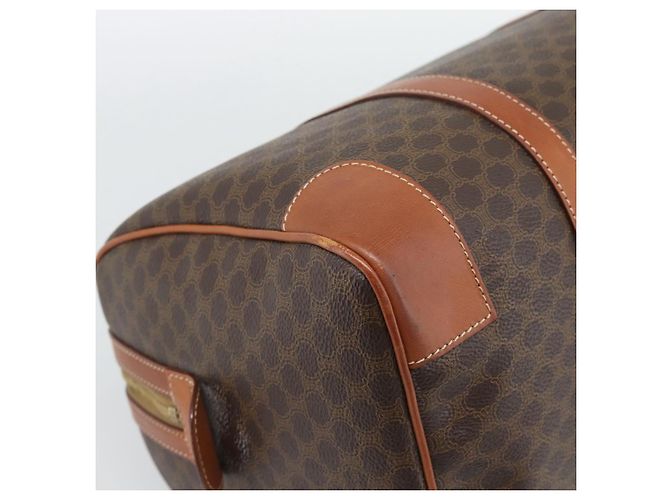 Céline Borsa Boston CELINE Macadam Canvas PVC Pelle Marrone Oro Auth 194340A D'oro - vista 16