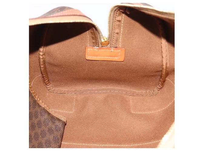 Céline Borsa Boston CELINE Macadam Canvas PVC Pelle Marrone Oro Auth 194340A D'oro - vista 18