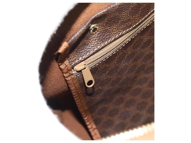 Céline Borsa Boston CELINE Macadam Canvas PVC Pelle Marrone Oro Auth 194340A D'oro - vista 19