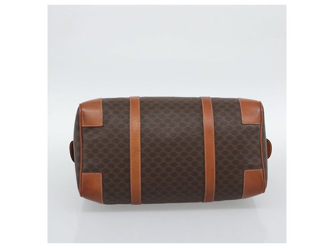 Céline Borsa Boston CELINE Macadam Canvas PVC Pelle Marrone Oro Auth 194340A D'oro - vista 5