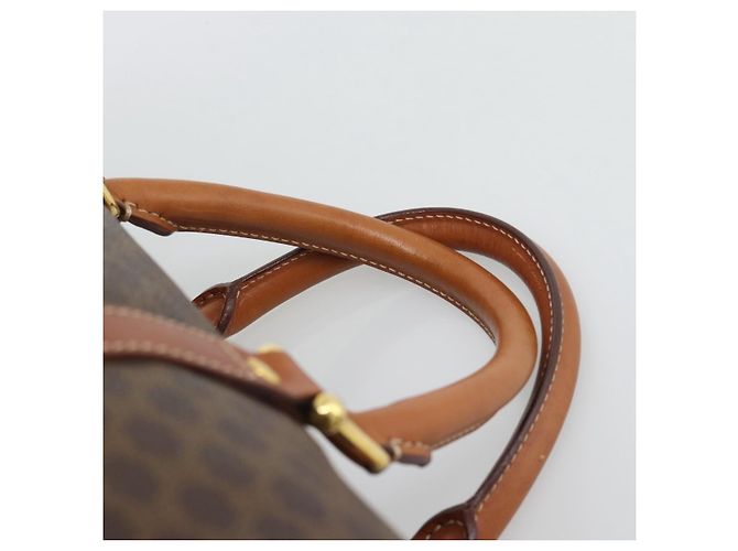 Céline Borsa Boston CELINE Macadam Canvas PVC Pelle Marrone Oro Auth 194340A D'oro - vista 8