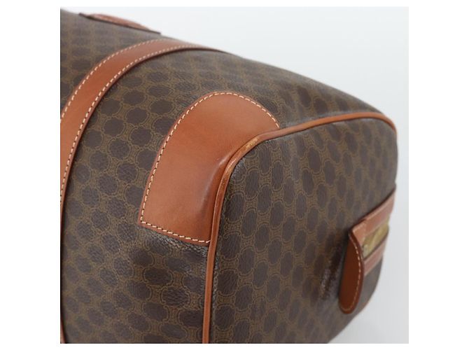 Céline Borsa Boston CELINE Macadam Canvas PVC Pelle Marrone Oro Auth 194340A D'oro - vista 9