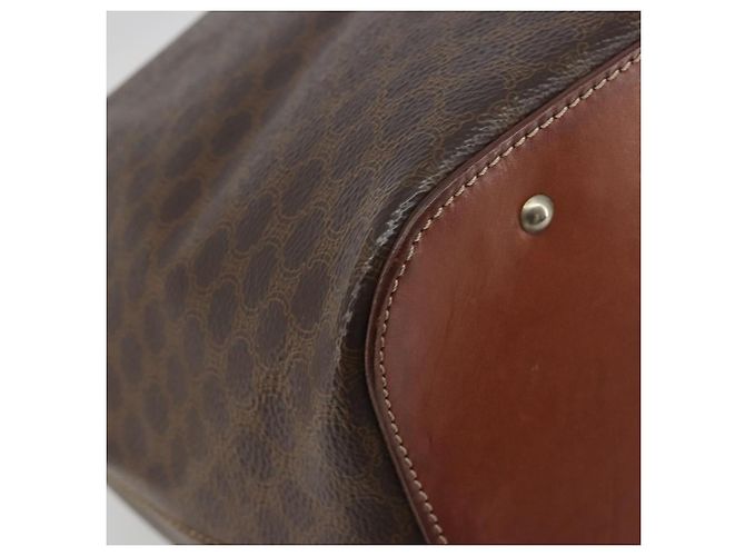 Céline Borsa a Tracolla CELINE Macadam PVC Pelle Marrone Tono Oro Auth 196099 - vista 16