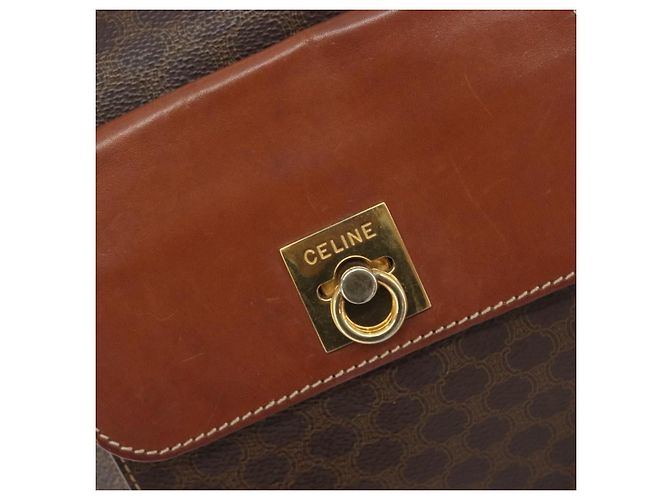 Céline Borsa a Tracolla CELINE Macadam PVC Pelle Marrone Tono Oro Auth 196099 - vista 17