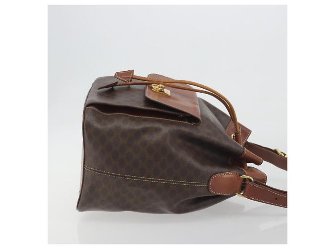 Céline Borsa a Tracolla CELINE Macadam PVC Pelle Marrone Tono Oro Auth 196099 - vista 3