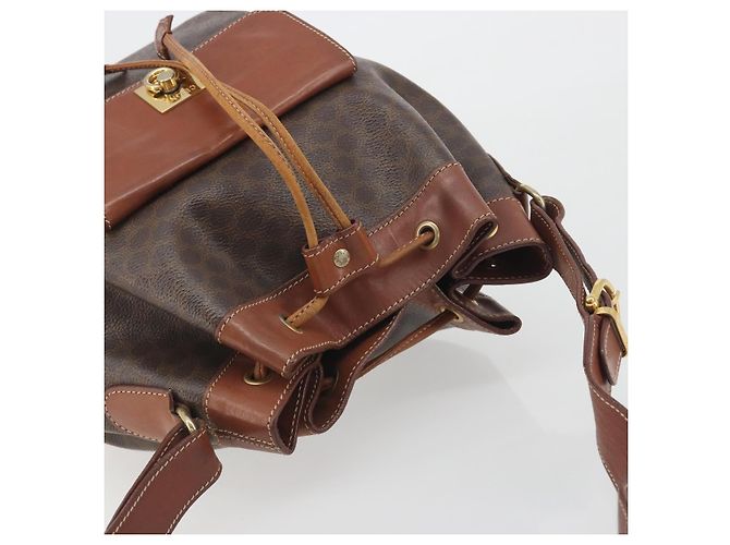Céline Borsa a Tracolla CELINE Macadam PVC Pelle Marrone Tono Oro Auth 196099 - vista 6