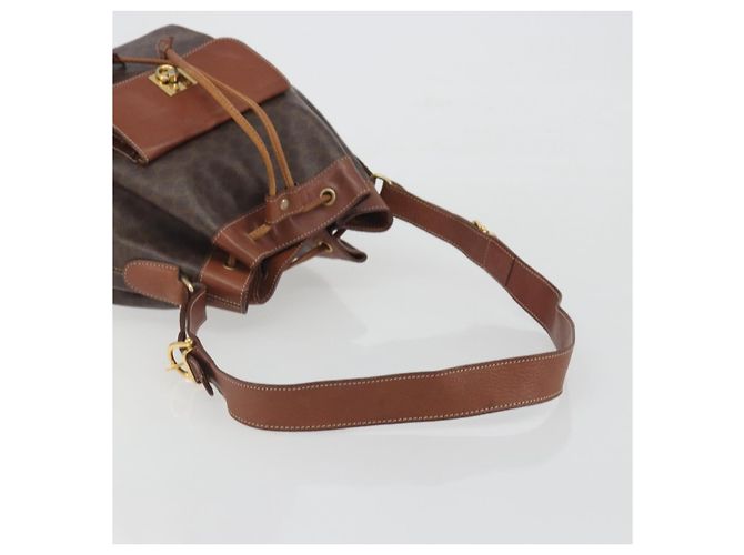 Céline Borsa a Tracolla CELINE Macadam PVC Pelle Marrone Tono Oro Auth 196099 - vista 7