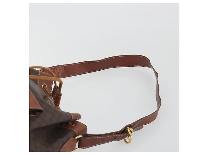 Céline Borsa a Tracolla CELINE Macadam PVC Pelle Marrone Tono Oro Auth 196099 - vista 8
