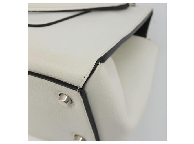 Céline Borsa a mano CELINE Edge Medium in pelle bianca e argento Auth 194359A Bianco - vista 15