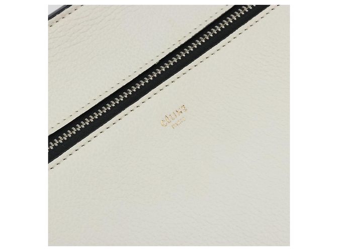 Céline Borsa a mano CELINE Edge Medium in pelle bianca e argento Auth 194359A Bianco - vista 17