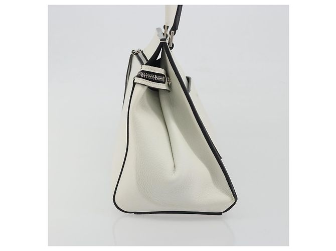 Céline Borsa a mano CELINE Edge Medium in pelle bianca e argento Auth 194359A Bianco - vista 3