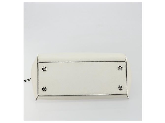 Céline Borsa a mano CELINE Edge Medium in pelle bianca e argento Auth 194359A Bianco - vista 5