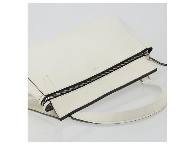 Céline Borsa a mano CELINE Edge Medium in pelle bianca e argento Auth 194359A Bianco - vista 6