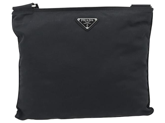 Borsa a tracolla PRADA Nylon Nero Argento Auth 196155A - vista 13