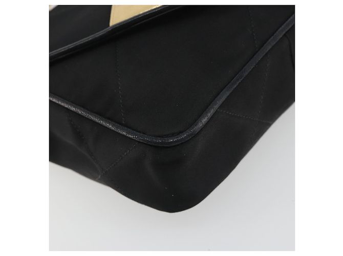 Borsa a tracolla CHANEL Matelasse con catena in raso nero e oro CC Auth 195338A D'oro - vista 16
