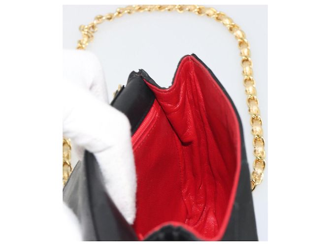 Borsa a tracolla CHANEL Matelasse con catena in raso nero e oro CC Auth 195338A D'oro - vista 22