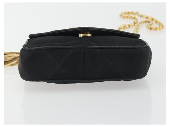 Borsa a tracolla CHANEL Matelasse con catena in raso nero e oro CC Auth 195338A D'oro - vista 5