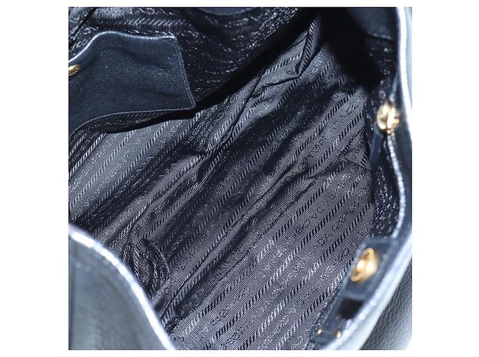 Borsa a Spalla PRADA Vittero Dino Leather Black Gold Auth 194765M Nero D'oro - vista 10