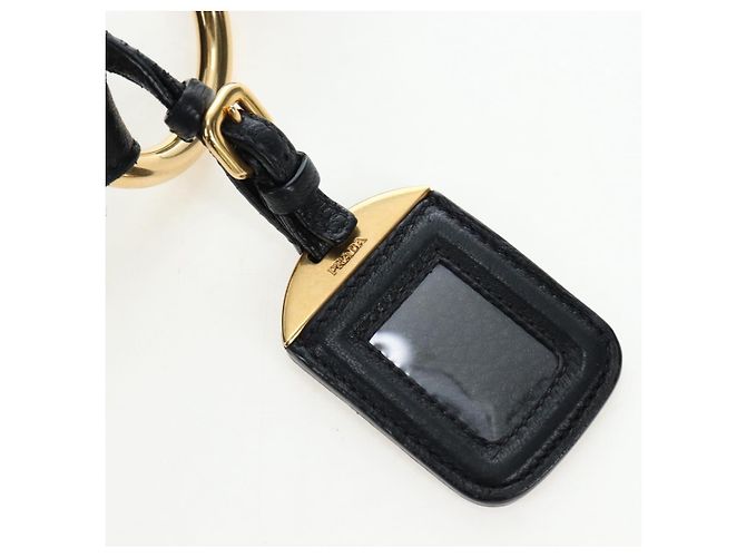 Borsa a Spalla PRADA Vittero Dino Leather Black Gold Auth 194765M Nero D'oro - vista 16