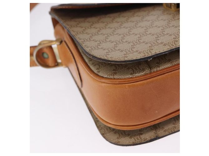 Céline Borsa a tracolla CELINE Macadam Canvas PVC Beige Gold Auth 195634 D'oro - vista 14