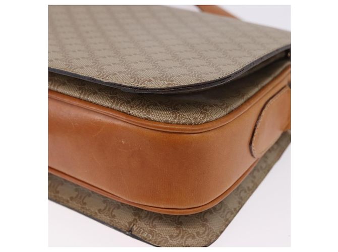 Céline Borsa a tracolla CELINE Macadam Canvas PVC Beige Gold Auth 195634 D'oro - vista 17