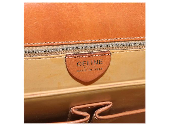 Céline Borsa a tracolla CELINE Macadam Canvas PVC Beige Gold Auth 195634 D'oro - vista 19