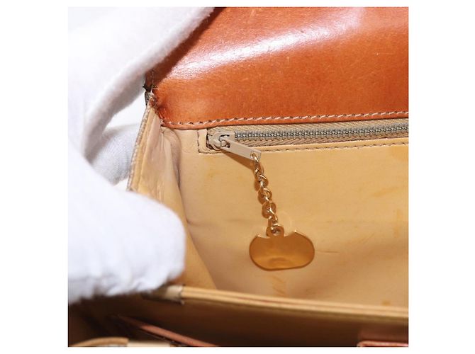 Céline Borsa a tracolla CELINE Macadam Canvas PVC Beige Gold Auth 195634 D'oro - vista 24